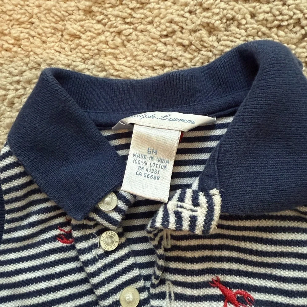Ralph Lauren Blue and White Striped Polo